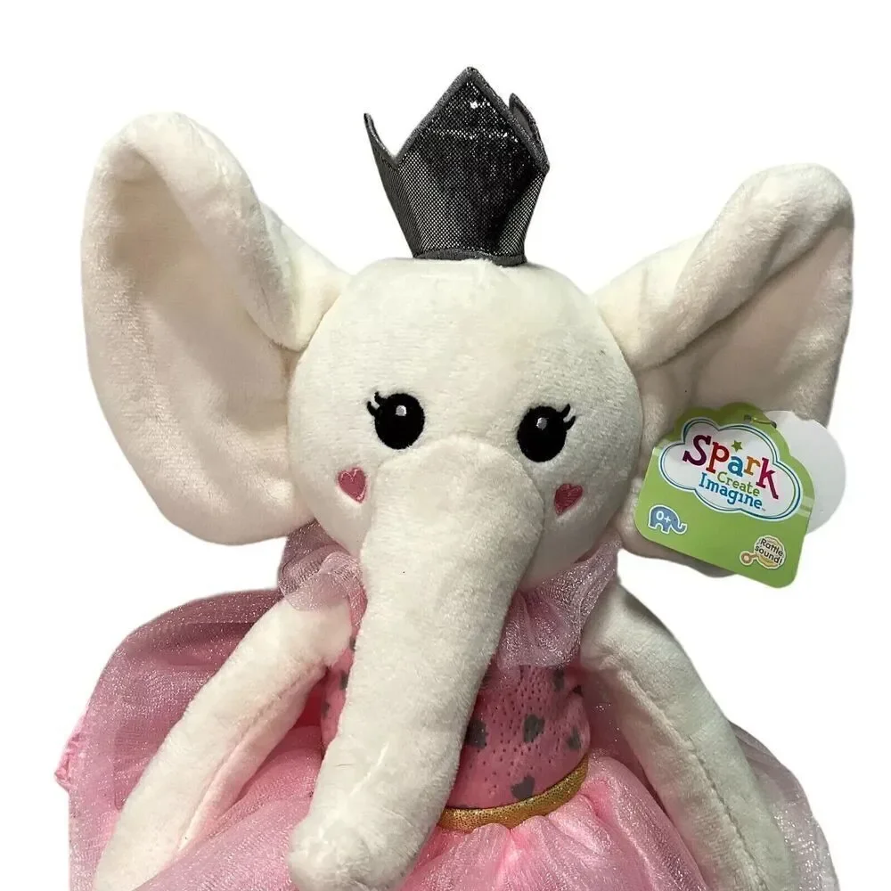 SPARK CREATE IMAGINE ELEPHANT BALLERINA PLUSH STUFFED ANIMAL RATTLE CRINKLE TOY